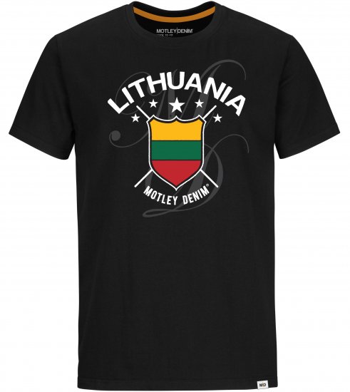 Motley Denim Lithuania T-shirt Black - Kratke Majice - Moške kratke majice za močnejše postave