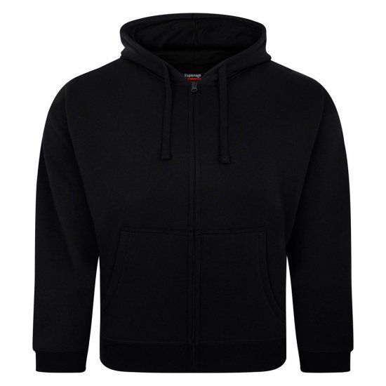 Espionage LW162 Hooded Zip Through Sweat Shirt Črna - Puloverji & jopice - Moški Puloverji & Jopice za Močnejše Postave