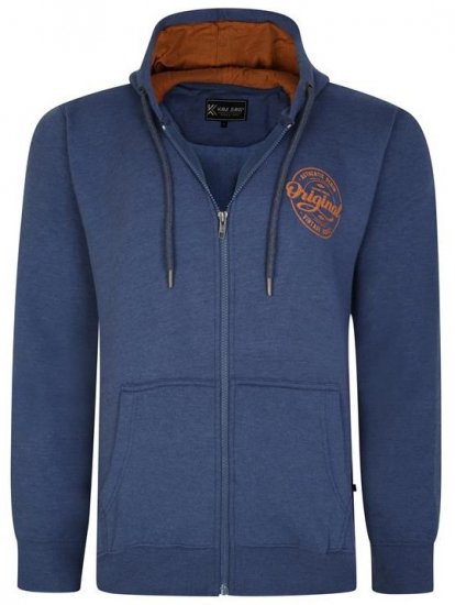Kam Jeans 7060 Zip Thru Originals Denim Hoodie Royal Blue - Puloverji & jopice - Moški Puloverji & Jopice za Močnejše Postave