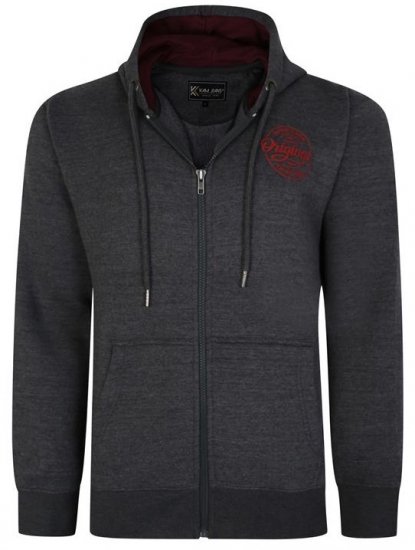 Kam Jeans 7060 Zip Thru Originals Denim Hoodie Charcoal - Puloverji & jopice - Moški Puloverji & Jopice za Močnejše Postave