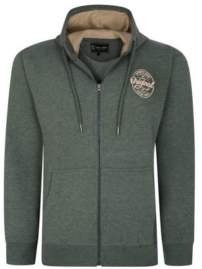 Kam Jeans 7060 Zip Thru Originals Denim Hoodie Khaki - Puloverji & jopice - Moški Puloverji & Jopice za Močnejše Postave