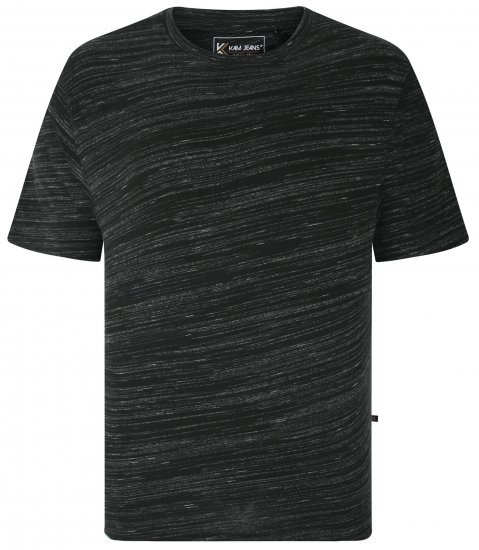 Kam Jeans 5738 Injected Marl Crew Neck T-Shirt Black - Kratke Majice - Moške kratke majice za močnejše postave