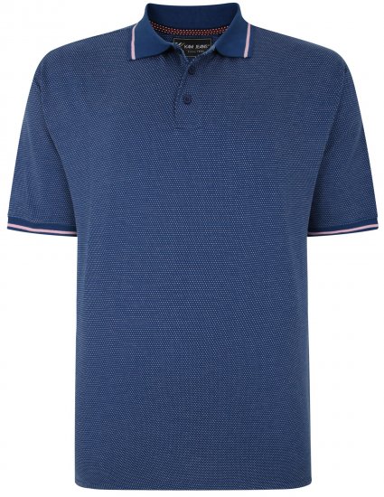 Kam Jeans 5486 Dobby Print Jersey Polo Moonlight - Polo majice - Moške Polo Majice za Močnejše Postave