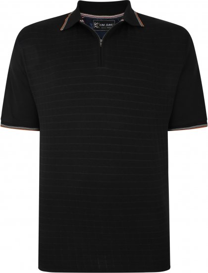 Kam Jeans 5491 Jersey Weave 1/4 Zip Polo Black - Polo majice - Moške Polo Majice za Močnejše Postave