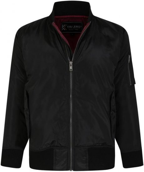 Kam Jeans KV126 Traditional Style Bomber Jacket Black - Jakne - Moške bunde za Močnejše Postave