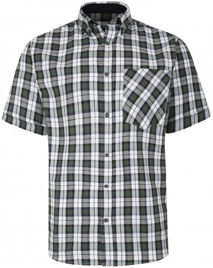 Kam Jeans 6286 Casual SS Check Shirt Forest - Srajce - Moške srajce za Močnejše Postave
