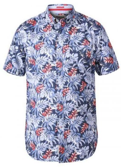 D555 Malibu Hawaiian Short Sleeve Shirt Blue - Srajce - Moške srajce za Močnejše Postave