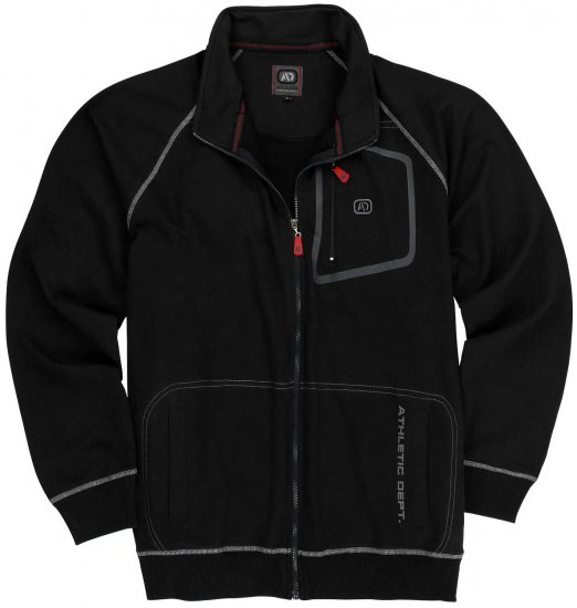 Adamo Manuel Sweatshirt with Zipper Black - Puloverji & jopice - Moški Puloverji & Jopice za Močnejše Postave