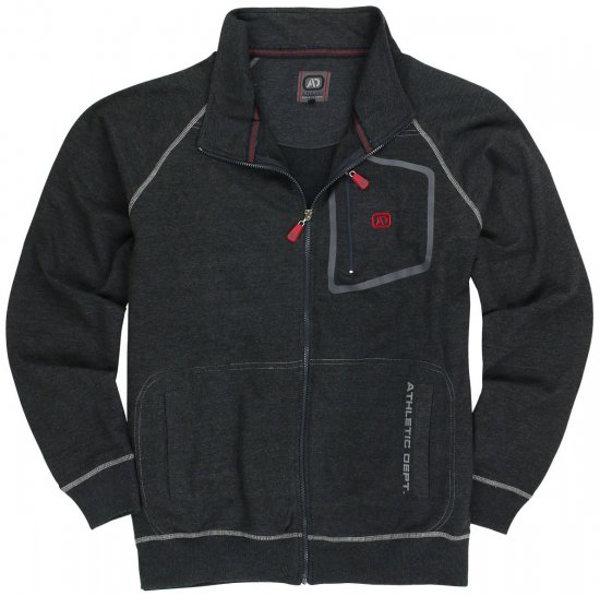 Adamo Manuel Sweatshirt with Zipper Charcoal - Puloverji & jopice - Moški Puloverji & Jopice za Močnejše Postave