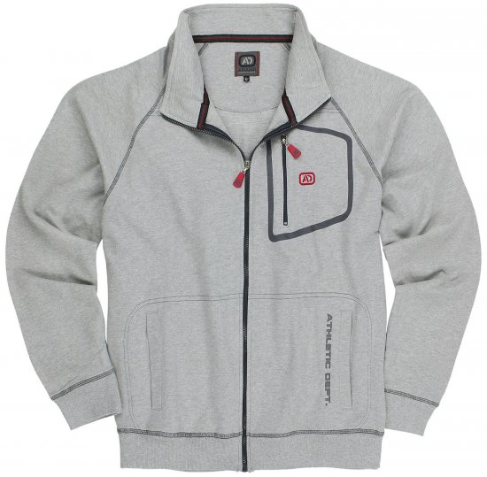Adamo Manuel Sweatshirt with Zipper Grey - Puloverji & jopice - Moški Puloverji & Jopice za Močnejše Postave