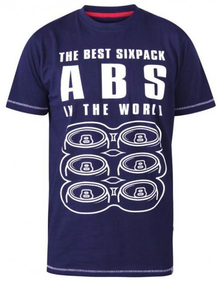 D555 Marco Best Sixpack Abs Crew Neck Printed T-Shirt Navy - Kratke Majice - Moške kratke majice za močnejše postave