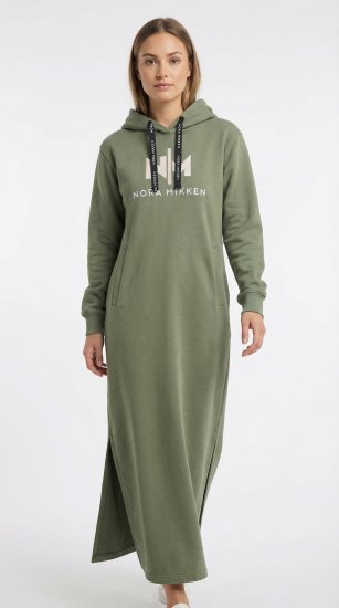 Nora Mikken MARI Maxi Hoodie Dress Green - Puloverji & jopice - 