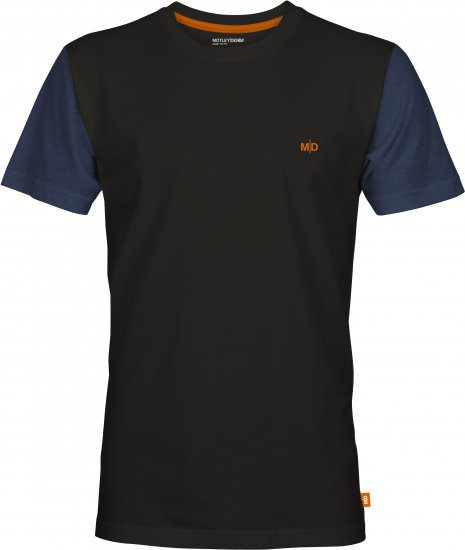 Motley Denim Vigo Colored Short Sleeve T-Shirt Black/Dark Indigo - Kratke Majice - Moške kratke majice za močnejše postave