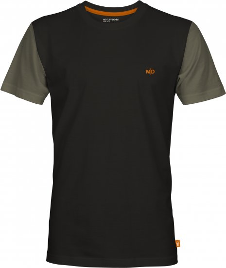 Motley Denim Vigo Colored Short Sleeve T-Shirt Black/Dark Khaki - Kratke Majice - Moške kratke majice za močnejše postave
