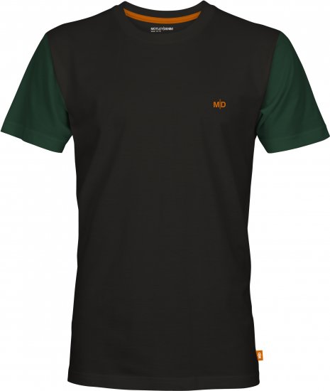 Motley Denim Vigo Colored Short Sleeve T-Shirt Black/Racing Green - Kratke Majice - Moške kratke majice za močnejše postave