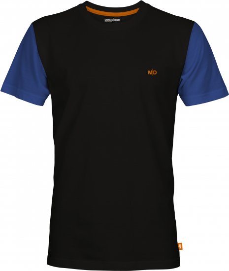 Motley Denim Vigo Colored Short Sleeve T-Shirt Black/Royal Blue - Kratke Majice - Moške kratke majice za močnejše postave