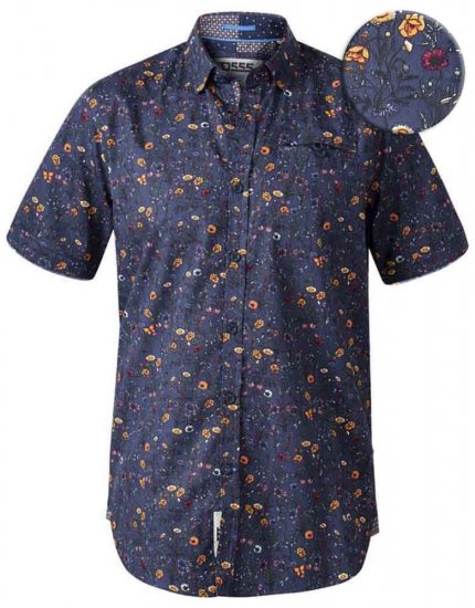D555 Medway Floral Ao Print Short Sleeve Shirt - Srajce - Moške srajce za Močnejše Postave