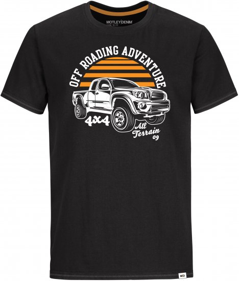 Motley Denim Meltham T-shirt Black - Kratke Majice - Moške kratke majice za močnejše postave