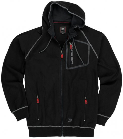 Adamo Michael Hoodie with Zipper Black - Puloverji & jopice - Moški Puloverji & Jopice za Močnejše Postave