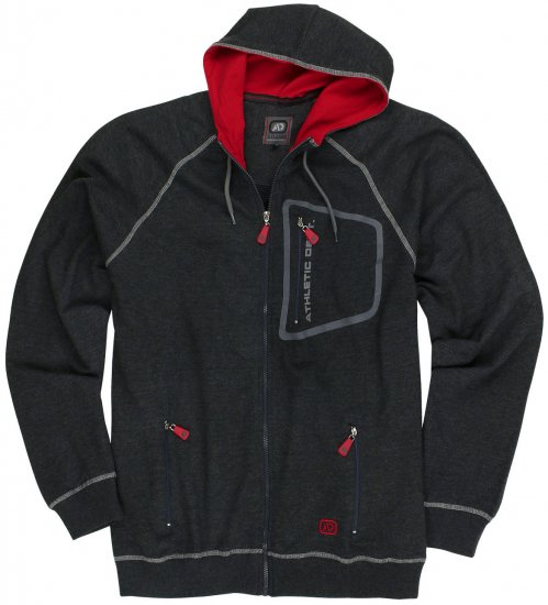 Adamo Michael Hoodie with Zipper Charcoal - Puloverji & jopice - Moški Puloverji & Jopice za Močnejše Postave