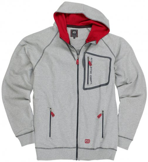 Adamo Michael Hoodie with Zipper Grey - Puloverji & jopice - Moški Puloverji & Jopice za Močnejše Postave