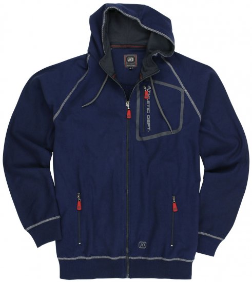 Adamo Michael Hoodie with Zipper Navy - Puloverji & jopice - Moški Puloverji & Jopice za Močnejše Postave