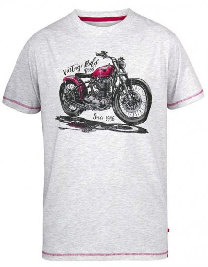 D555 Miles Vintage Rides Motorbike Crew Neck Printed T-Shirt - Kratke Majice - Moške kratke majice za močnejše postave