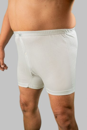 20 Nodi Combed Cotton Jersey Boxer with Front Button Fly White - Spodnje perilo & kopalne hlače - Moško Spodnje Perilo za močnejše postave