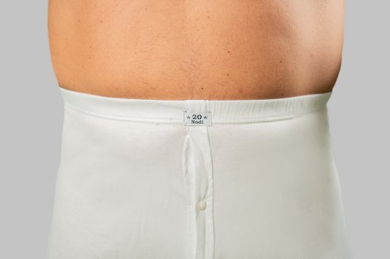 20 Nodi Combed Cotton Jersey Boxer with Front Button Fly White - Spodnje perilo & kopalne hlače - Moško Spodnje Perilo za močnejše postave