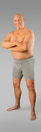 20 Nodi Stretch Cotton Boxer with Embroidered Long Leg Grey - Spodnje perilo & kopalne hlače - Moško Spodnje Perilo za močnejše postave