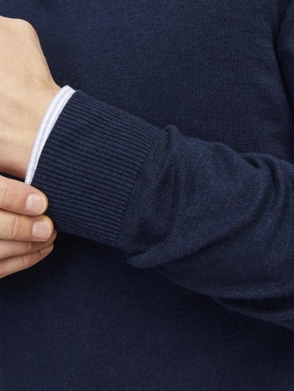 Jack & Jones Emil Knitted Pullover Blue - Puloverji & jopice - Moški Puloverji & Jopice za Močnejše Postave