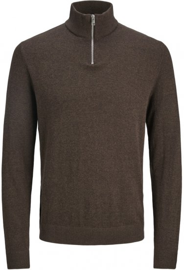 Jack & Jones Emil Knitted Pullover Brown - Puloverji & jopice - Moški Puloverji & Jopice za Močnejše Postave