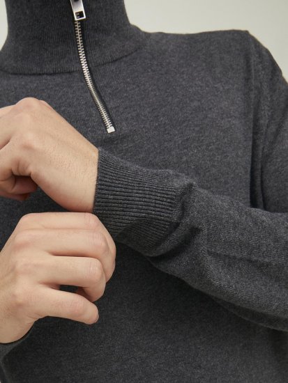 Jack & Jones Emil Knitted Pullover Grey - Puloverji & jopice - Moški Puloverji & Jopice za Močnejše Postave