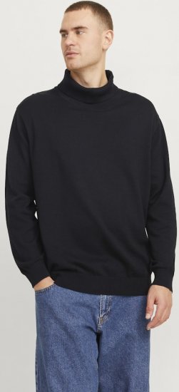Jack & Jones Basic Knitted Sweater with Rolled Neck Black - Puloverji & jopice - Moški Puloverji & Jopice za Močnejše Postave