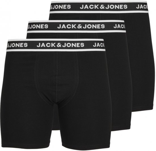 Jack & Jones Solid Boxer 3-Pack Black - Boksarice - Moške Boksarice za Močnejše postave