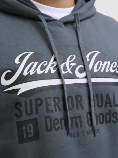 Jack & Jones 2 COL LOGO Hoodie Grey - Puloverji & jopice - Moški Puloverji & Jopice za Močnejše Postave