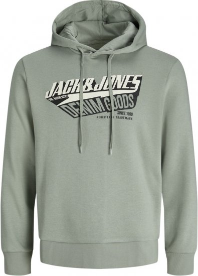 Jack & Jones 2 COL LOGO Hoodie Iceberg Green - Puloverji & jopice - Moški Puloverji & Jopice za Močnejše Postave