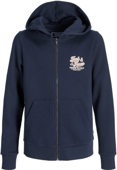 Jack & Jones Logo 2 COL Hoodie with Zipper Blue - Puloverji & jopice - Moški Puloverji & Jopice za Močnejše Postave