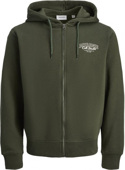 Jack & Jones Makoto Hoodie with Zipper Green - Puloverji & jopice - Moški Puloverji & Jopice za Močnejše Postave