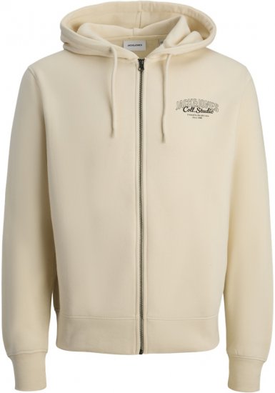 Jack & Jones Makoto Hoodie with Zipper White - Puloverji & jopice - Moški Puloverji & Jopice za Močnejše Postave