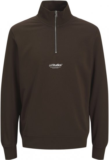 Jack & Jones Soho Sweatshirt with Zipper Brown - Puloverji & jopice - Moški Puloverji & Jopice za Močnejše Postave