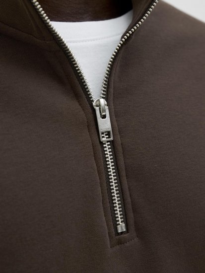 Jack & Jones Soho Sweatshirt with Zipper Brown - Puloverji & jopice - Moški Puloverji & Jopice za Močnejše Postave