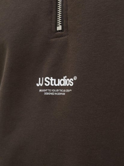 Jack & Jones Soho Sweatshirt with Zipper Brown - Puloverji & jopice - Moški Puloverji & Jopice za Močnejše Postave