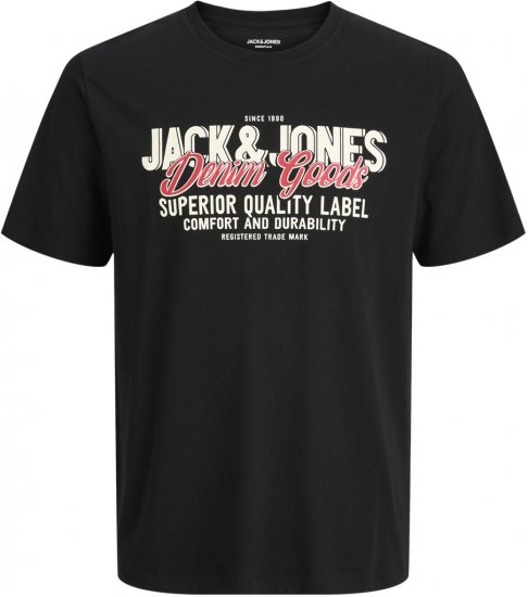 Jack & Jones Logo 2COL T-Shirt Black - Kratke Majice - Moške kratke majice za močnejše postave