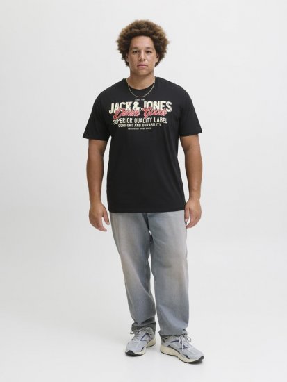 Jack & Jones Logo 2COL T-Shirt Black - Kratke Majice - Moške kratke majice za močnejše postave