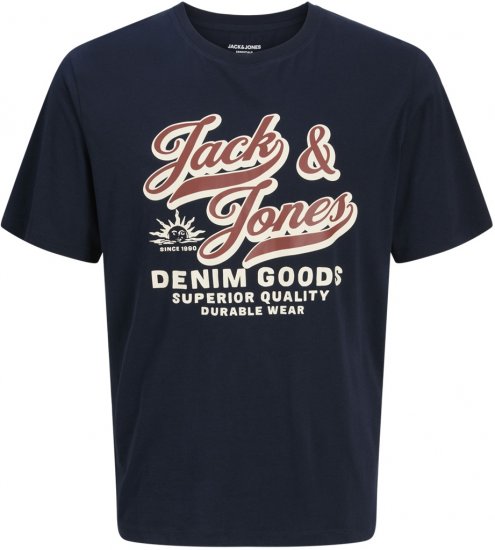 Jack & Jones Logo 2COL T-Shirt Blue - Kratke Majice - Moške kratke majice za močnejše postave