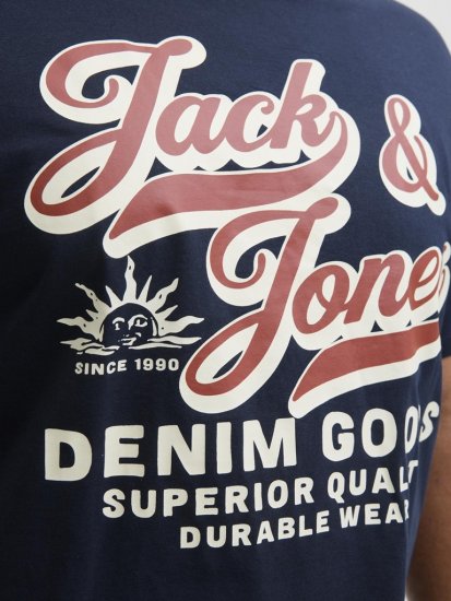 Jack & Jones Logo 2COL T-Shirt Blue - Kratke Majice - Moške kratke majice za močnejše postave