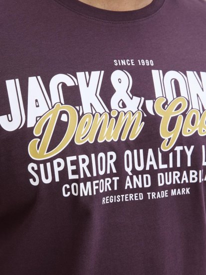 Jack & Jones Logo 2COL T-shirt Purple - Kratke Majice - Moške kratke majice za močnejše postave