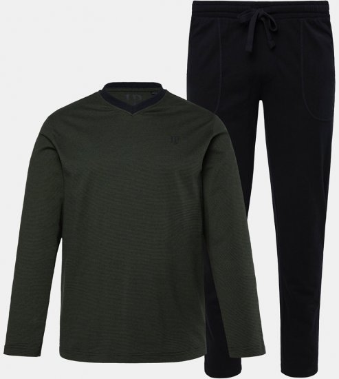 JP1880 Pyjamas Two-piece Striped Dark Green - Spodnje perilo & kopalne hlače - Moško Spodnje Perilo za močnejše postave