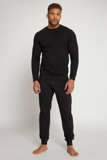 JP1880 Two-piece Pyjamas Long Sleeve and Long Trousers Black - Spodnje perilo & kopalne hlače - Moško Spodnje Perilo za močnejše postave